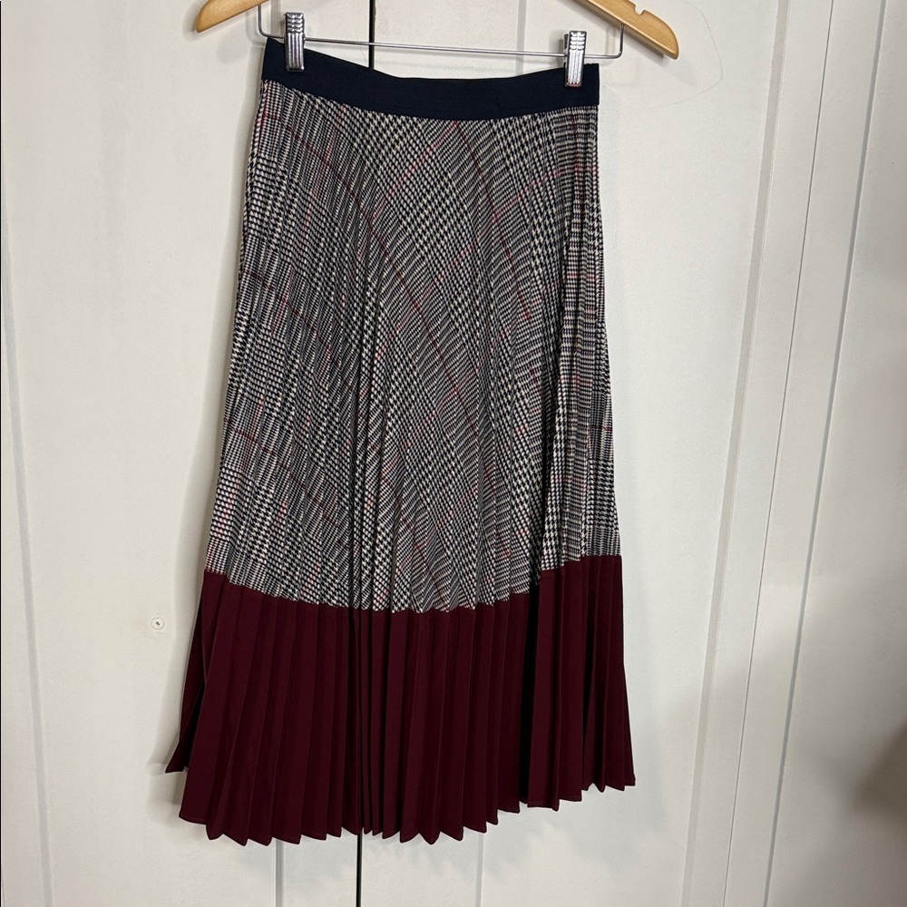 Reserved Burgundy and Black Plaid A-Line Skirt